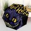 We're All Mad Here Cheshire Cat StickerUmbrella with Cute Design,Portable 3-Fold Compact Umbrella for Men&Women,Valentine's Day Mother's Day