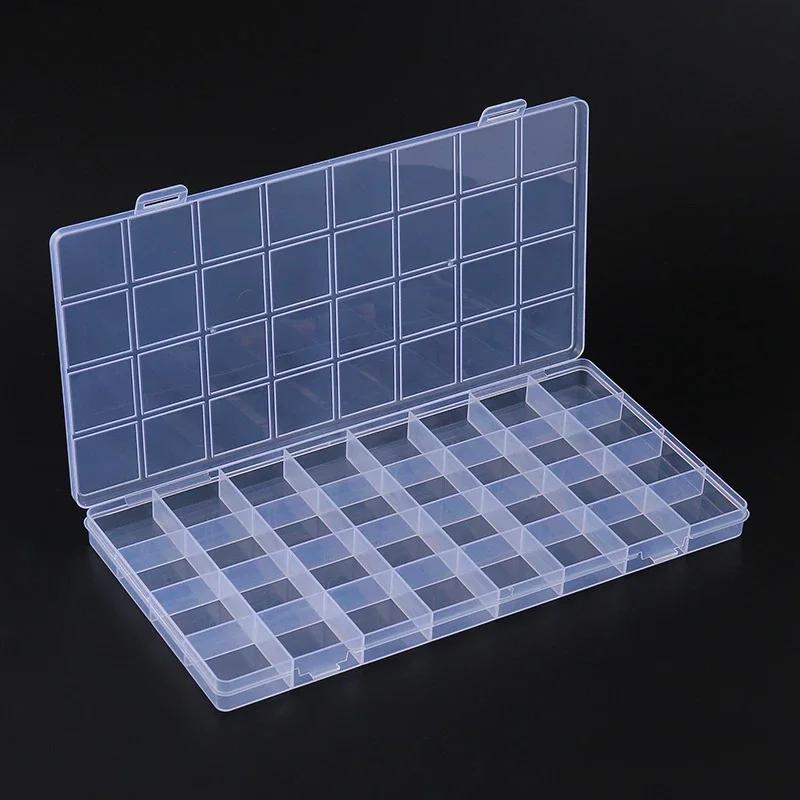 32 Grid Compartment Plastic Transparent Storage Box Jewelry Earring Bead Screw Organizer Case Container Display Holder