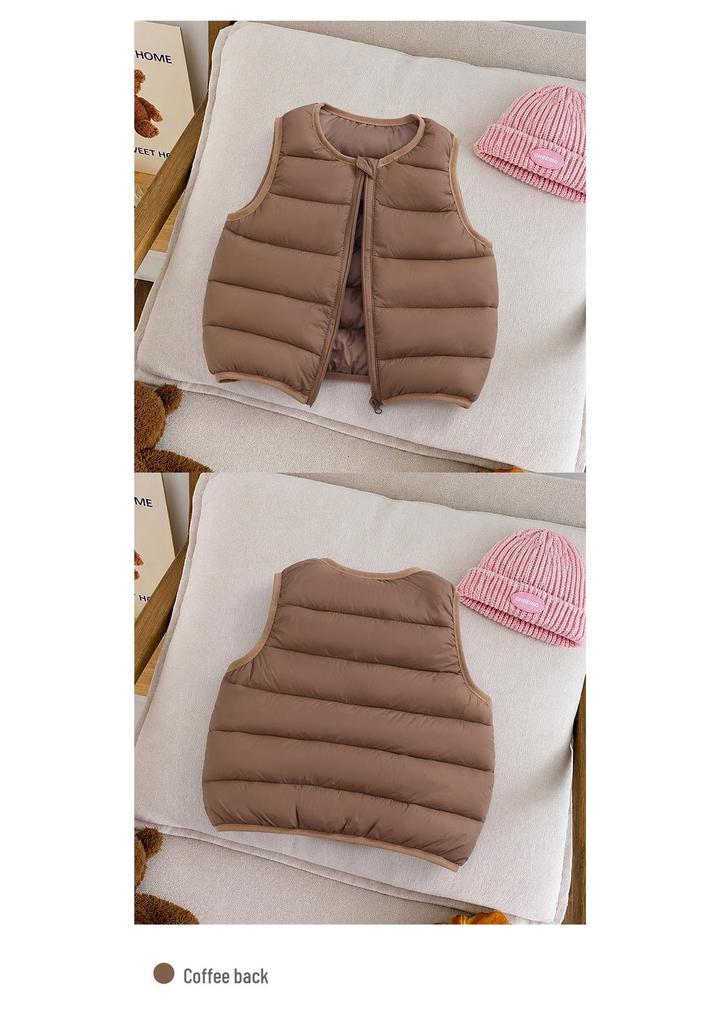 2026 Autumn/Winter Kids' Lightweight Cotton Vest: Unisex Korean Style Warm Solid Color Cape for Toddlers