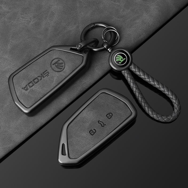 2025 Hot Zinc Alloy Leather Car Key Smart Remote Case Cover for Skoda Superb A7 Kodiaq Octavia A8 2021 Keyless Auto Keychain Acc