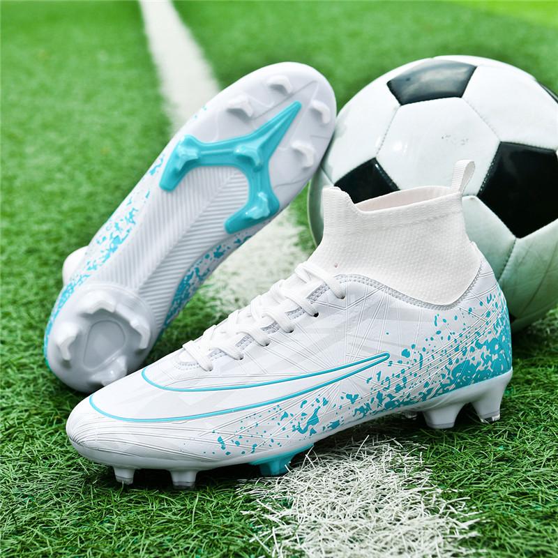 

New high-top football shoes with broken nails TF men s and women s AG long nails Adult children s students artificial grass training shoes 32