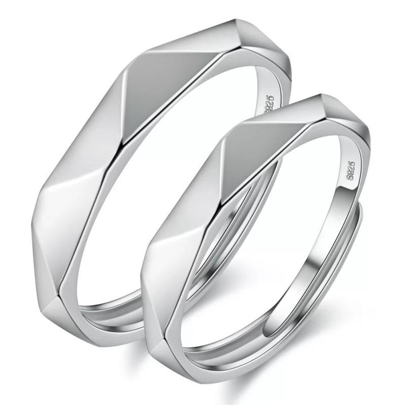 Anelli di Coppia in Zirconio Stile Coreano con Corona per Uomo e Donna - Regolabili, Semplici e alla Moda Anelli di Matrimonio