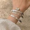 Silver Sophisticated Triple Bell Bracelet For Women Minimalist Alloy Bangle
