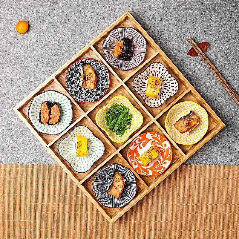 Bamboo Nine-Compartment Snack Tray for Dried Fruits and Hot Pot Side Dishes