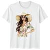 Watercolor Woman Hat Fashion Mens T-Shirt Womens Tee Graphic Top