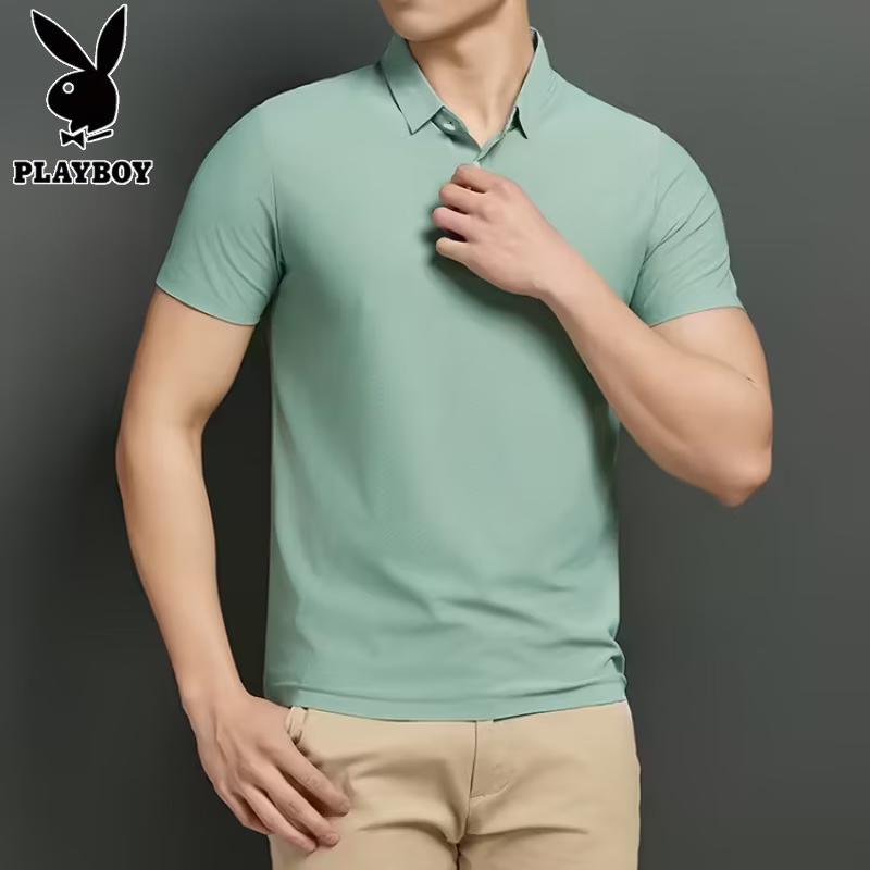 Playboy Men s Ice Silk Short Sleeve Polo Shirt 3XL
