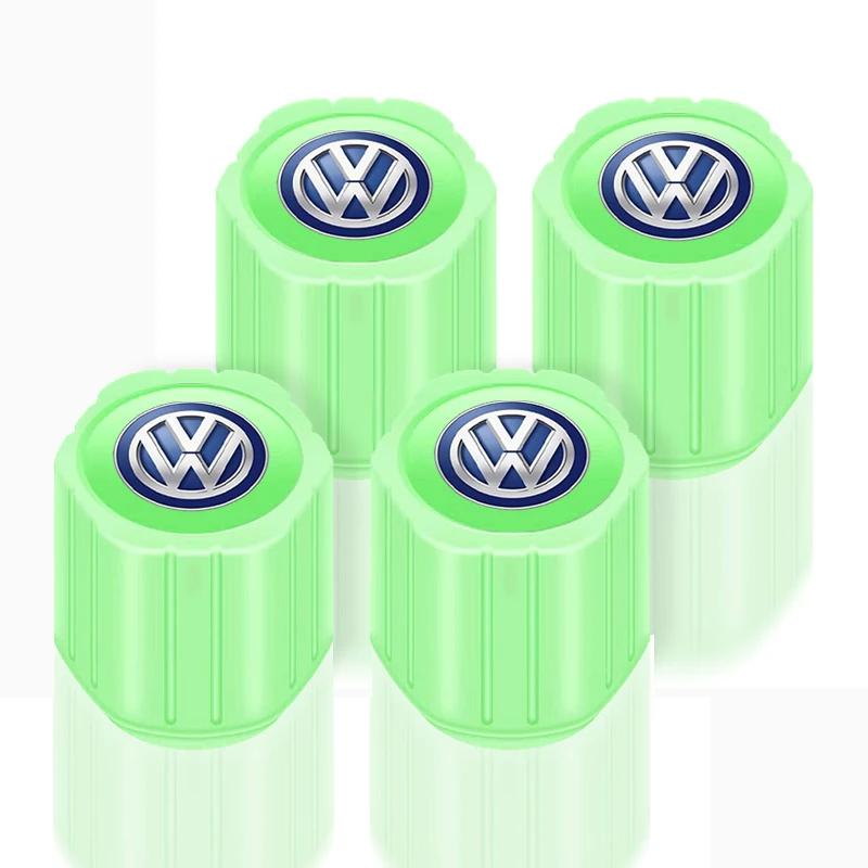 ZDFVU1 4Pcs Car Tire Valve Caps Luminous Valve Stem Caps Car Styling for VW CC Golf 6 7 GTI Tiguan Passat B5 B6 B7 Jetta