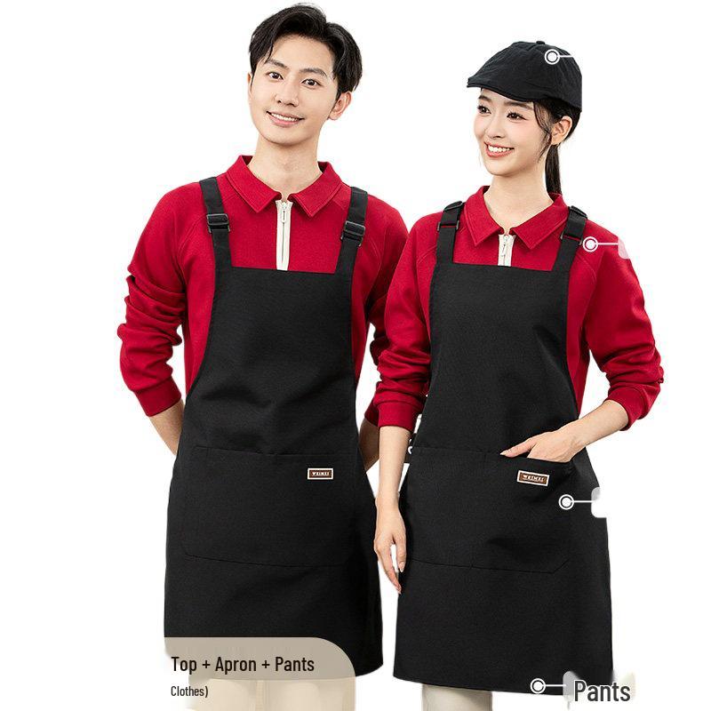 Custom Logo Waterproof Kitchen Apron - Embroidered, Oil-Proof, Long Waist Design for Catering