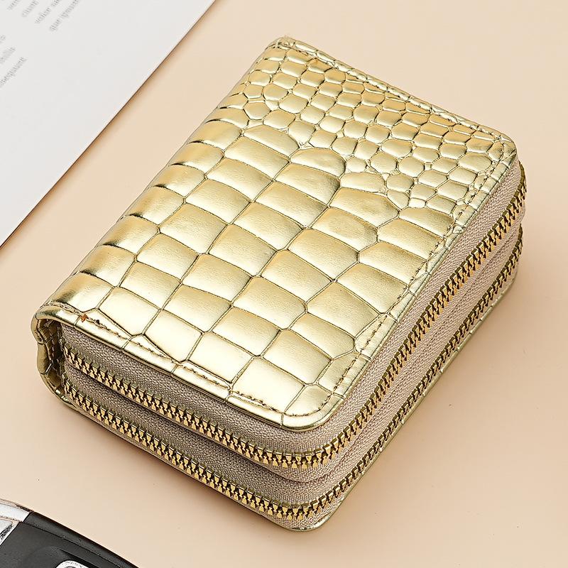 Portefeuille Court Imprimé Léopard Femme Porte-Monnaie Porte-Monnaie Double Fermeture Éclair Porte-Cartes Porte-Pièce Mignon