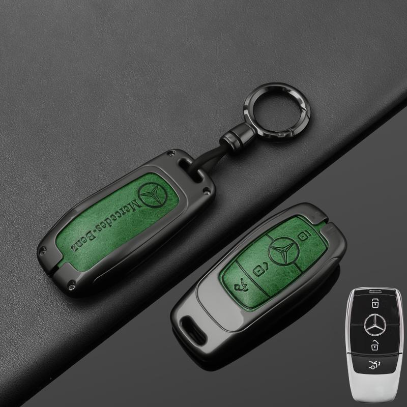 Alloy Leather Car Smart Key Case Cover Protection Shell For Mercedes Benz C E S GLC W205 W213 X253 W222 W166 W176 W246 Keychain QT1