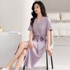 nightgown women's summer cotton short-sleeved bathrobe pajamas thin summer large size long one-piece bathrobe loungewear