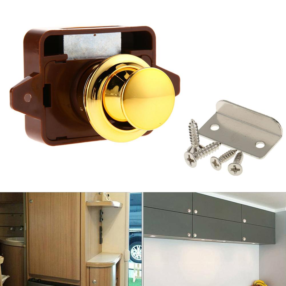 Lock Button Catch Lock Push Zinc Alloy 26mm Cabinet Camper Cupboard Door Latch Knob Button Catch Lock High Quality