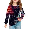 Christmas Day Girls' Long Sleeve Blouse - Round Neck Soft Waist Tunic