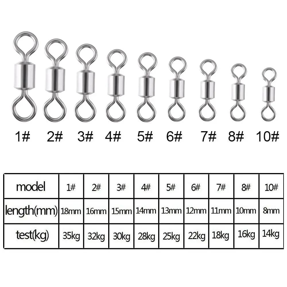 100pcs/lot New Fishing Tackle Accessories Durable Fishing Connector Fishing Rolling Swivel Connector Rolling Swivels Solid Ring