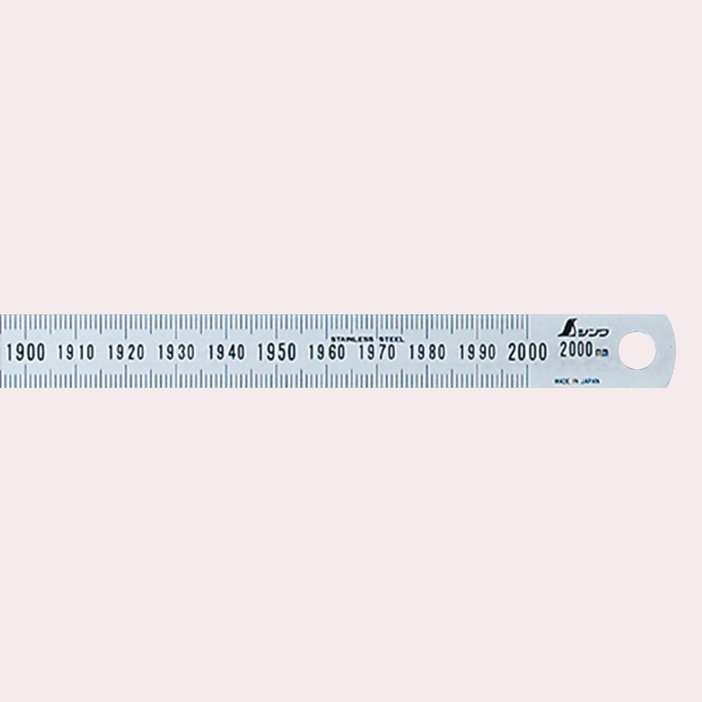Shinwa Sokutei Narrow 13293 Ruler, Silver, 200cm,
