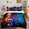 Colorful Music Symbols With Glowing Lines Print Bedding Set 1 Duvet Cover 2 Pillowcases For Adult And Children Luxury Gift