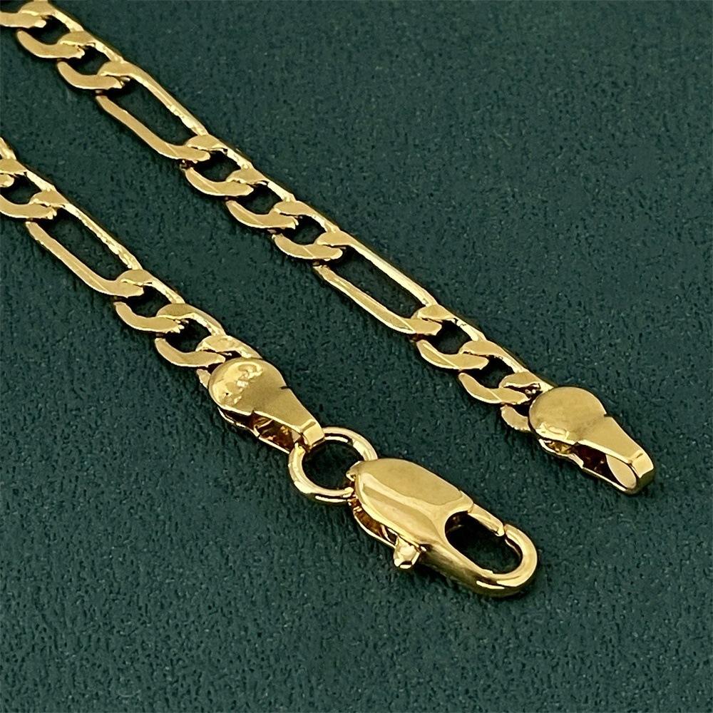 Gold Color Width 4mm Italian Craft Handmade Necklace For Both Women And Man Chain