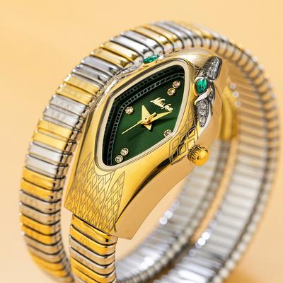 Unique Niche Art Snake Shaped Diamond Inlaid Exquisite Winding Bracelet Snake Head Watch