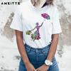 AMEITTE Sommer Tops Aquarell Mary Poppins Porträt T-Shirts Damenmode All-Match Damen Weißes T-Shirt