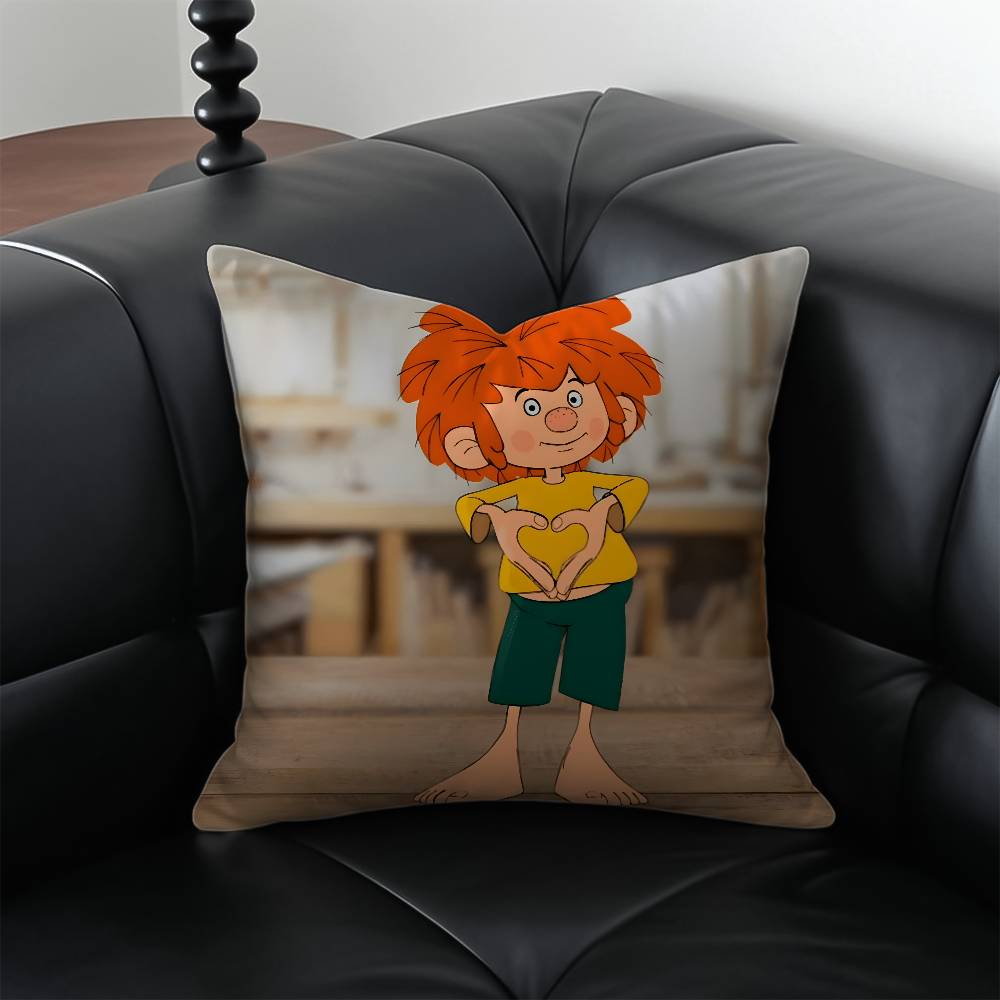 

MMeister EEder und Sein PPumuckl Pillow Case Antidustmite Pillowcase Invisible zipper silky short plush Sofa cushion cover 40x40cm