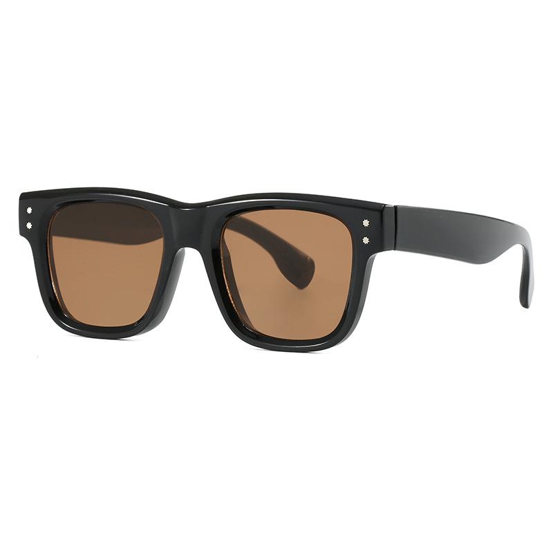Chic Retro Square Frame Sunglasses: Studded, Slimming, UV Protection, Trendy Design