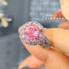 Bird‑Nest Cut Full‑Pavé Ring Royal‑Style Rose Gradient Pink Zircon Medieval Old‑Money Super Sparkling Starry Decor Finger Ring