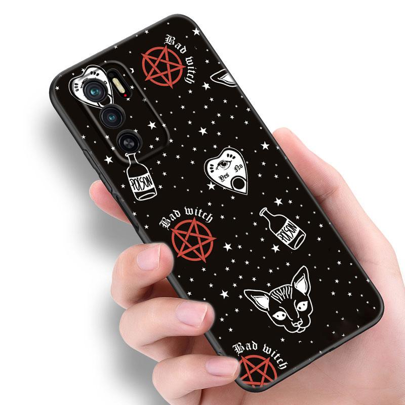 Witches Moon Tarot Witch Ouija Black Silicone Phone Case For Xiaomi Redmi Note 9 10 11 11S 11T 12 13 Pro 5G Plus 9S 10S 12S
