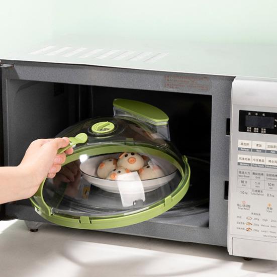Microwave Splatter Cover with Water Steamer And Handle Tall Dome Food Cover Keeps Food Moist Saves Time And Energy Easy Clean Splash Guard for