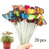 20pcs PVC Simulation Pole Butterfly 3D Three-dimensional Single-layer Butterfly Flower Basket Wedding Lawn Garden Decoration