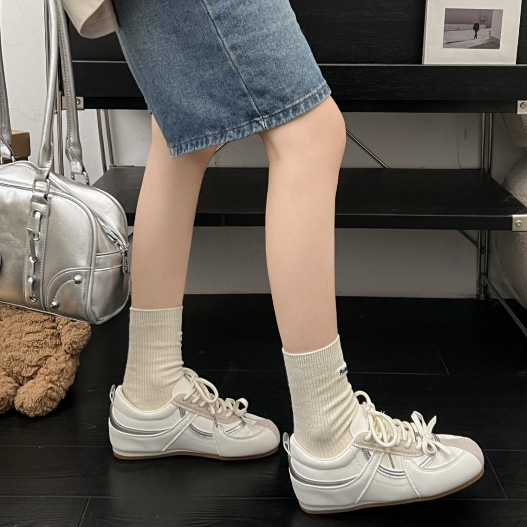 Silver Inner Height Increase Flat Bottom German Training Shoes Women's Shoes 2025 New Spring and Autumn Leisure Sports Board Shoes Forrest Gump Shoes