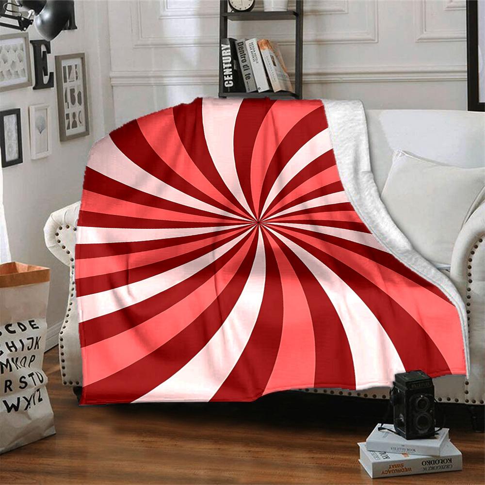 1pc Candy Swirl Lightweight Flannel Blanket, Comfortable and Warm Blanket, for Office and Camping Sofa Bed128