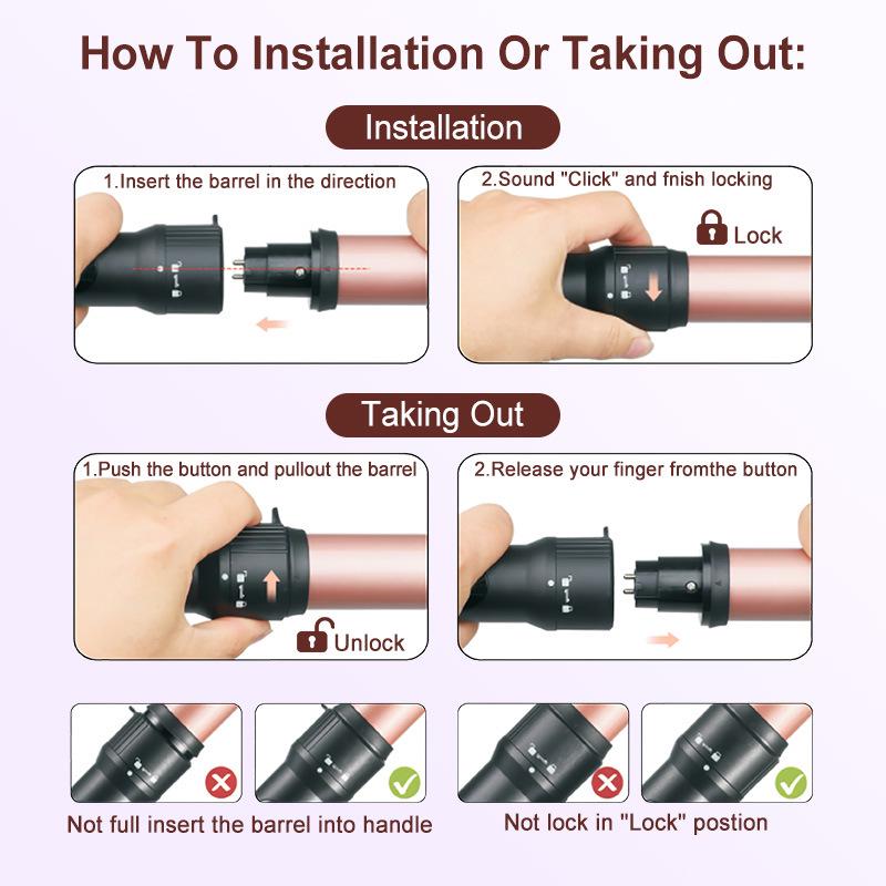 Three-in-One Large Wave Curling Wand Set with Replaceable Heads