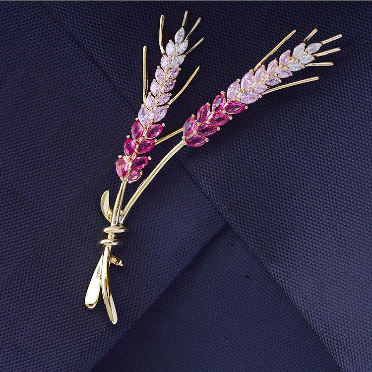 Elegante Weizenähren Zirkon Brosche - Modisches Anstecknadel Zubehör für Damen