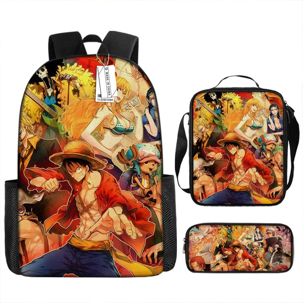 Peripheral ONE PIECE Student School Bag Cartoon School Bag Children's Backpack Three-piece Satchel