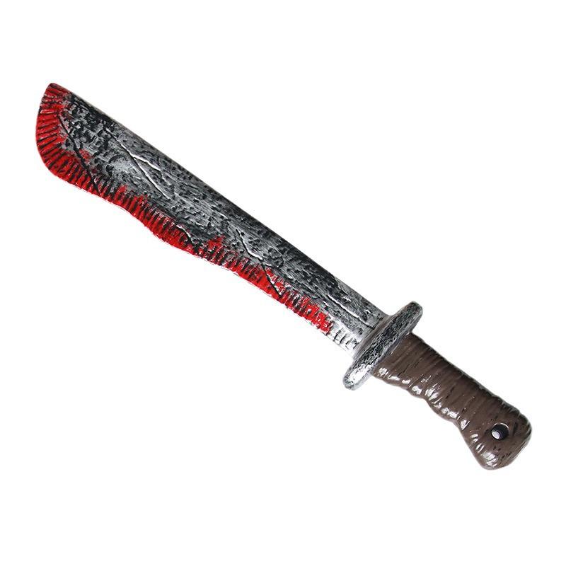 Halloween Curved Blood Tip Knife Prop: Plastic Prank and Decoration Tool for Ghost Festival, Sickle Shape.