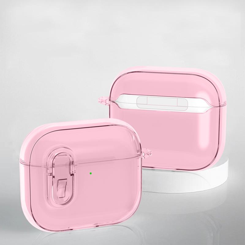 

Transparent Crystal Cover For Airpods 4 Case with Secure Lock For Airpods Pro 3 2nd 3 2 Clear Earphone Shockproof Cases For Airpods Pro 3 розовый