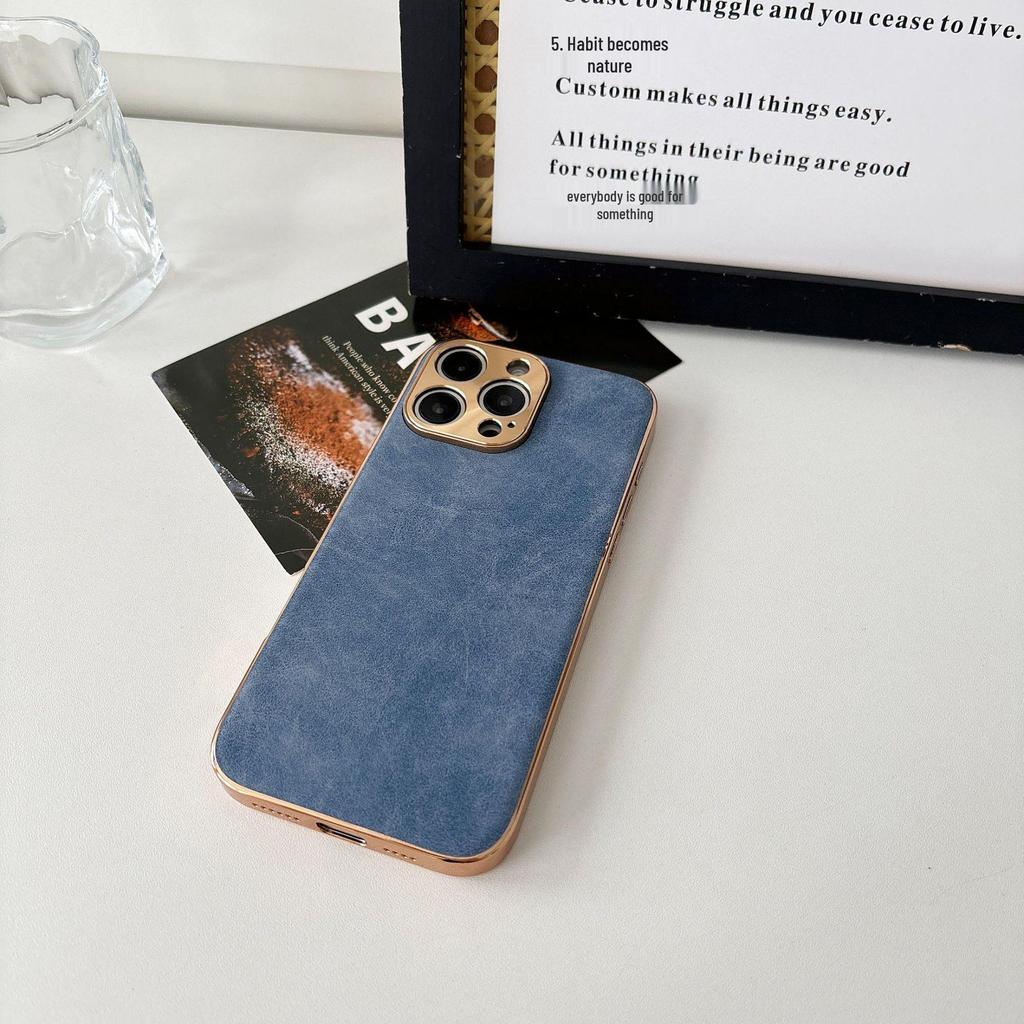 iPhone 17 Pro Max Electroplated Metal Lens Case with PU Leather