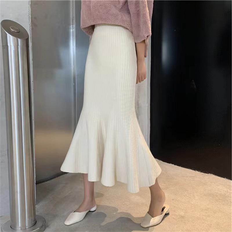 Pletená sukně s vysokým pasem Slim-Fit A Line Fishtail sukně
