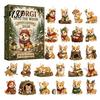 Seasonal Home Decor Christmas Cat Dog Advent Calendar, 24Pcs Acrylic 2D Ornament Set Pet Lover Keepsake with Cute Kitten/Dog/Lion Designs, Holiday