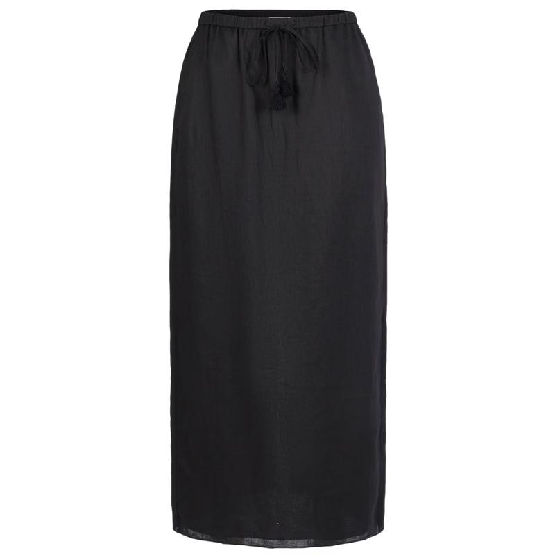 Edition Women's Linen Elastic Waist Midi Skirt