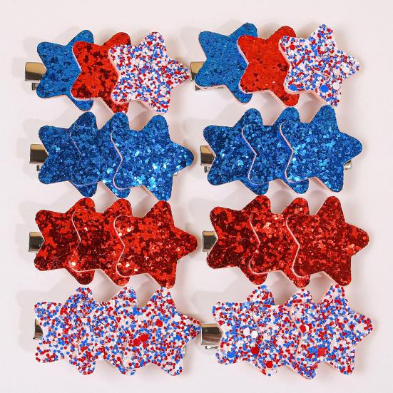 Girl Hairpin Sparking Sequins Star-Shaped Design Lightweight Hair Clip Easy One-Handed Operation Stable Clamping Non-Slip Hair Accessory