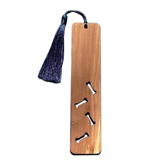 Pet Themed Bookmark Wooden Dog/Cat/Bone/Paw Carving Book Mark with Tassel Gift for Book Lovers Pet Owners
