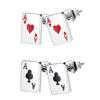 Pendientes de Acero Inoxidable para Mujer Hombre Reina de Corazones Rojos Dados Aros Pendientes Joyería Piercing Accesorios Casino