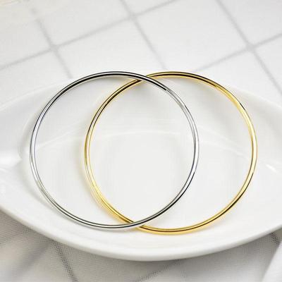 2mm Smooth Titanium Steel 18K Gold-Plated Bracelet for Women - Simple Round Design, Stainless Steel Jewelry