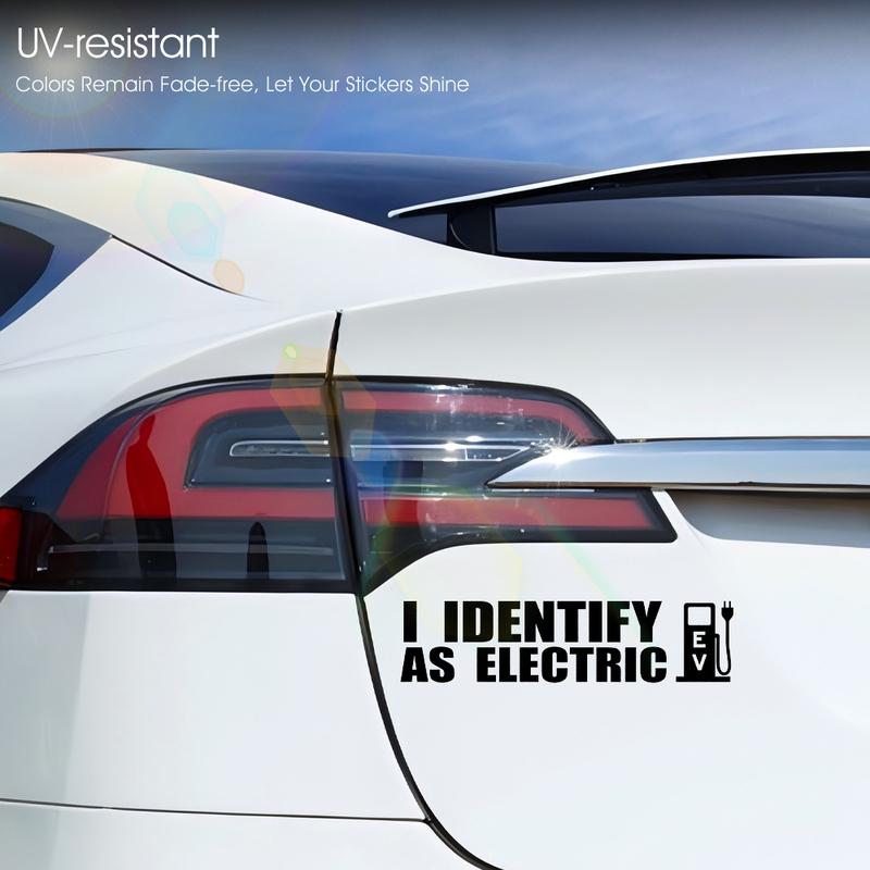 I Identify As A Electric Car Stickers Waterproof Reflective Decal Auto Door Window Rear Windshield Decoration for Tesla BYD