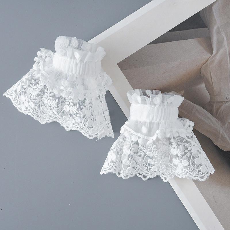 Simple Wrist Cuffs Wristband Elegant Shirt False Cuffs for Sweater Lace Detachable Sleeved Horn Cuffs Embroidery Accessories