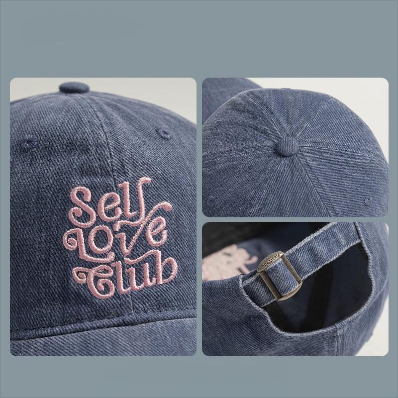 25 early autumn new dopamine letter embroidered denim baseball cap washed old cap