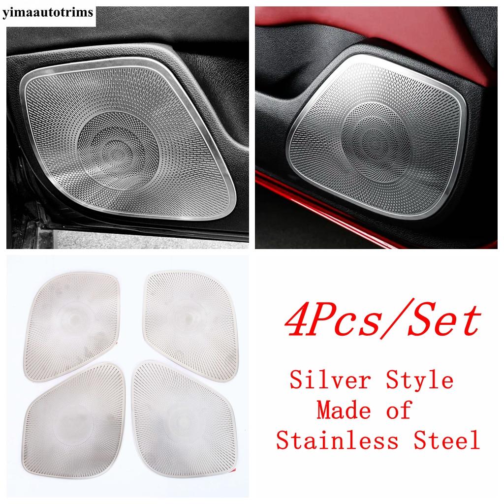 

Car Inner Door Audio Speaker Loudspeaker Frame Horn Cover Trim Interior Accessories Kit For KIA Stinger 2018 Silver Style