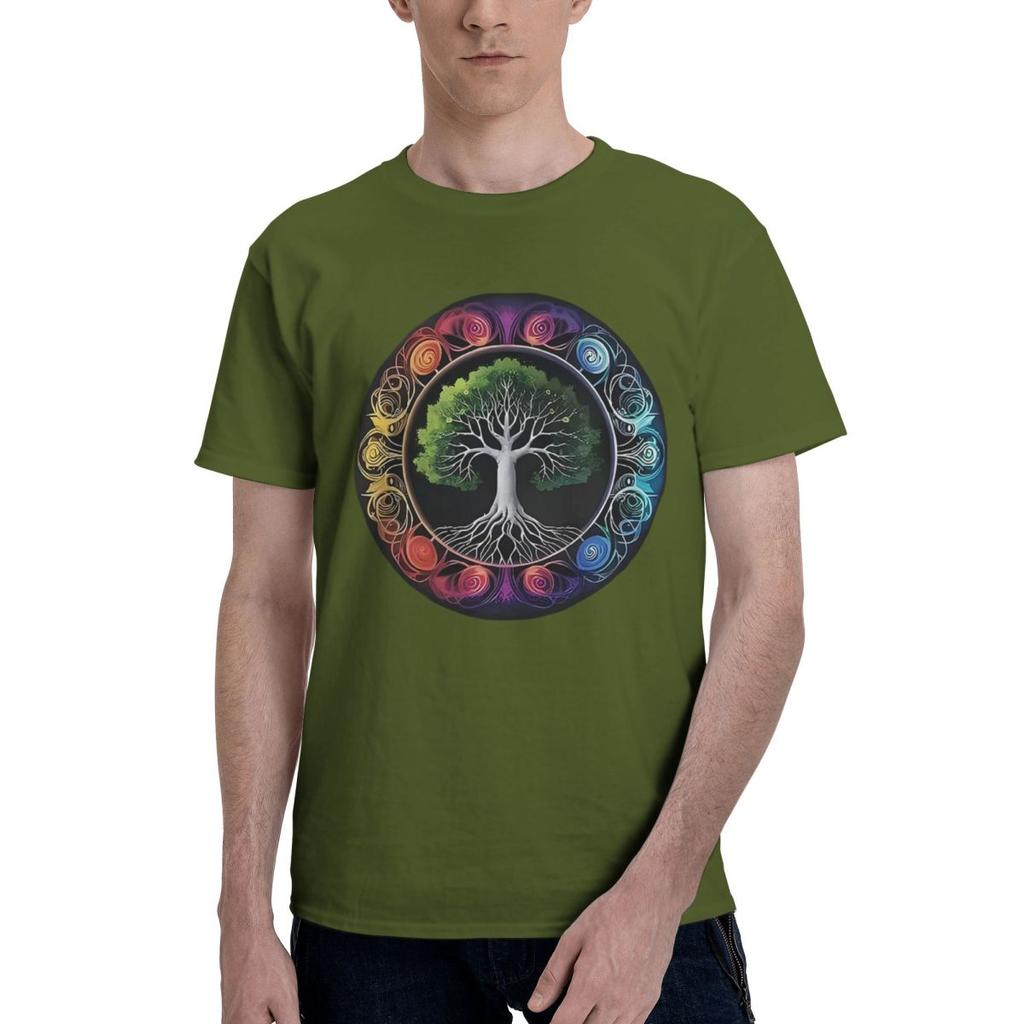 Colorful Tree Of Life 100 Cotton Casual Breathable Confortable Tshirt Funny Ugus TShirts Mens Wear