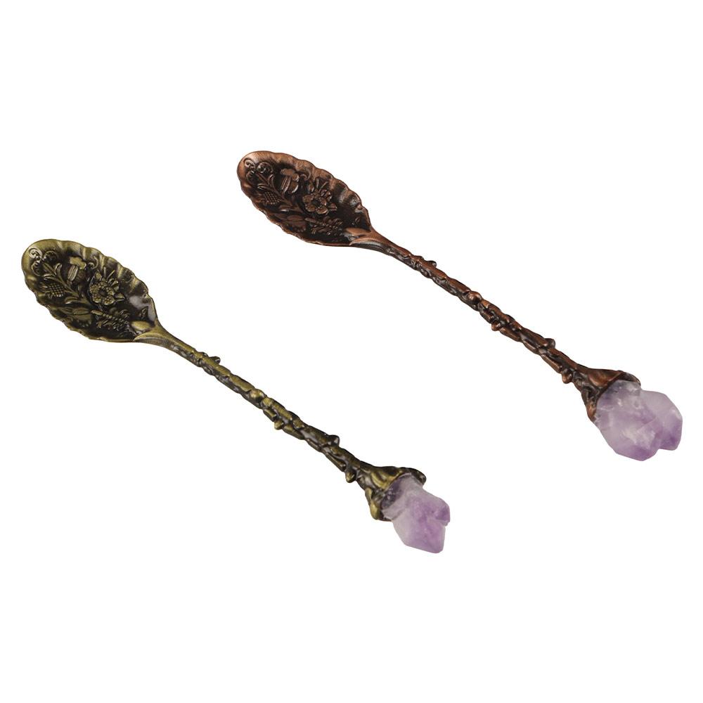 Natural Amethyst Dessert Tool Stirring Scoop Tableware Coffee Spoon Tea Spoon Kitchen Supplies